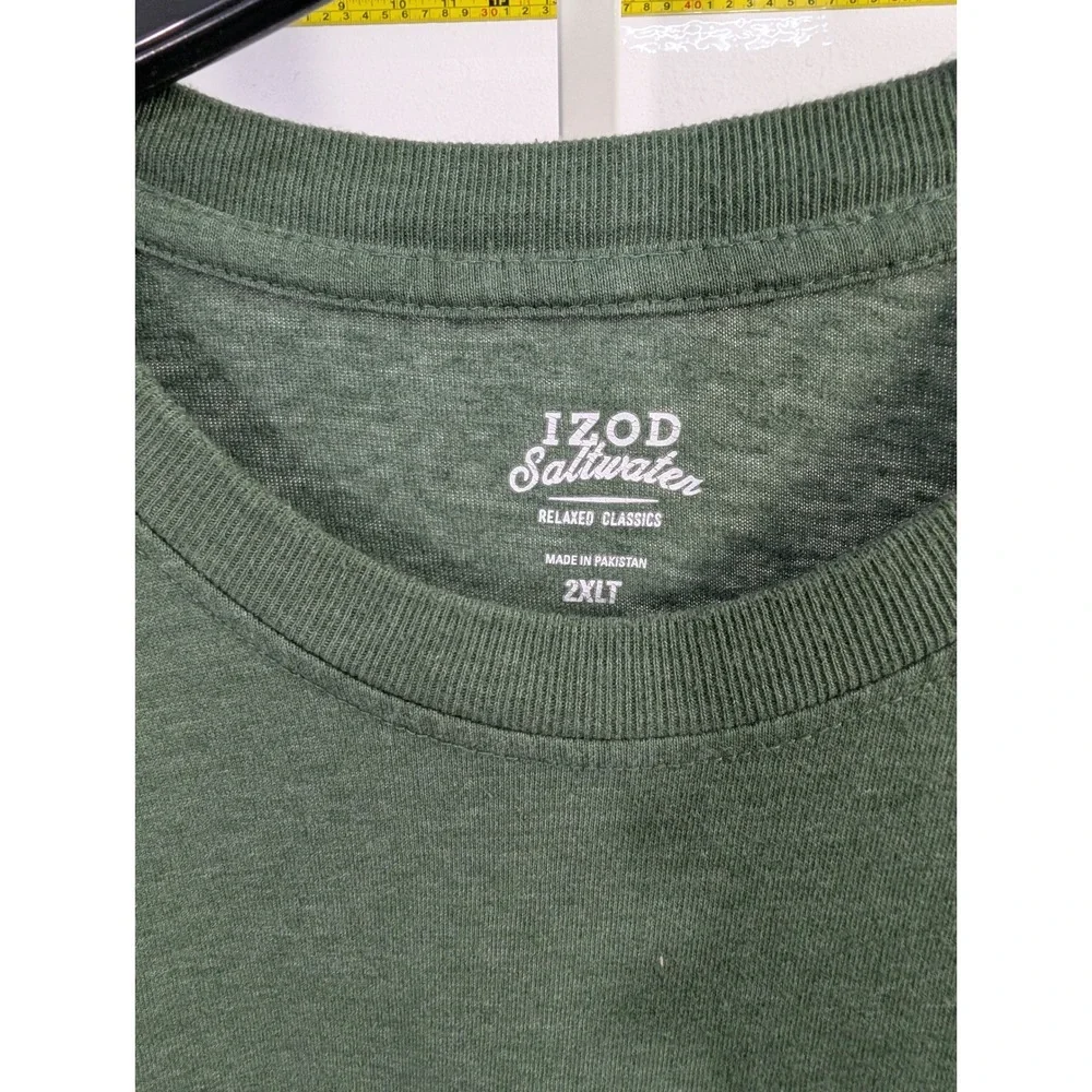 Izod Saltwater Mens‎ 2XLT Green Mariners Cove Lighthouse Long Sleeve T-Shirt